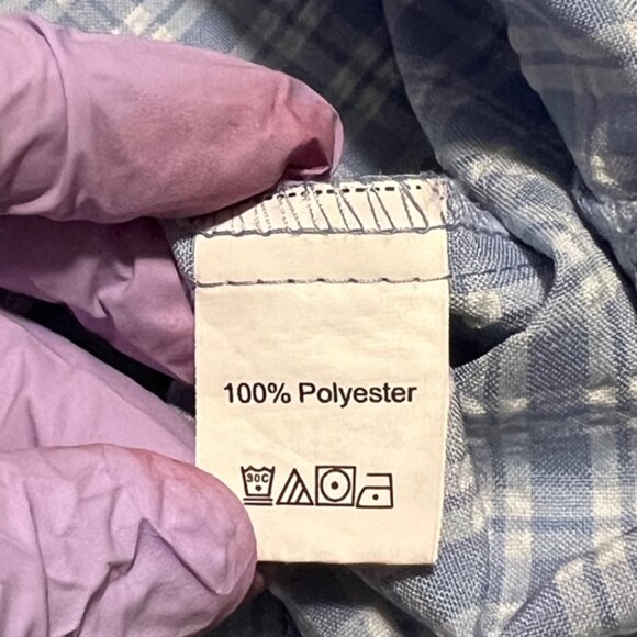 SHEIN Womens Blue Wht Seersucker A Line Mini Skirt with Double Slit Size Medium - Picture 6 of 10